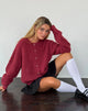 Imagen de Aceso Cardigan en Brush Knit Borgoña