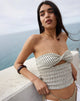 Imagen de Aghony Bandeau Top en malla texturizada a rayas Beige
