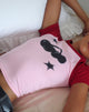 Image of Agneta Camiseta para bebé en rosa ballet con estampado de cerezas rojas