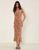 Imagen de Alette Maxi Vestido Cuello Haltern en Chiffon Flor Oxidada