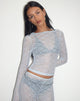 Imagen de Amabon Top de manga larga de encaje Baby Blue