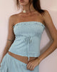 Imagen de Ameera Bandeau con volantes en azul empolvado