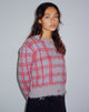 imagen de Anzio Button Up Cardi en Multi Check Gris Azul y Rojo