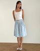imagen de Asada Midi Skirt in Blue Flower Gingham