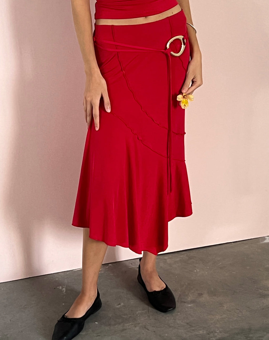 Falda Kimiko Midi Roja