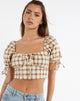 imagen de MOTEL X JACQUIE Auri Crop Top en cuadros marrones amarillos