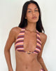 Imagen de Cerry Top de bikini con abalorios en mezcla de rayas horizontales