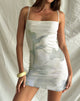 Imagen de Basir Minivestido con cuello redondo y flores pintadas abstractas Azul