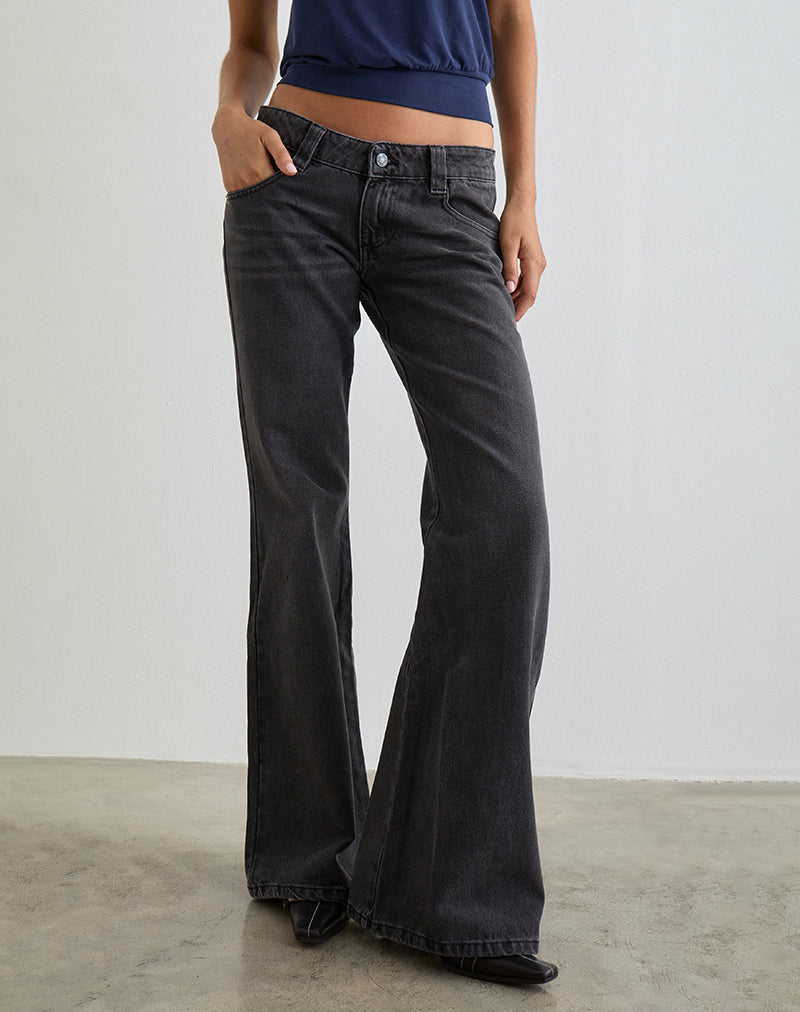 Bell Bottom Low Rise Flare Jeans in Vintage Black - Main Image