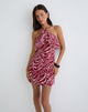 Imagen de Beyza Mini Vestido Halter Estampado Cebra Rojo