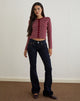 Imagen de Bhavina Cardigan en Borgoña con Estampado de Polka Crema