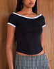 Imagen de Bitha Crop Top negro con ribetes blancos