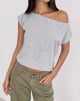 Imagen de Bizzy Top with Studded Neckline in Grey Marl