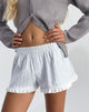 Imagen de Bonji Shorts en Lino Blanco con Raya Azul