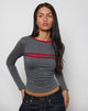 Imagen de Bonjita Camiseta de manga larga en gris tormenta con ribetes en rojo adrenalina