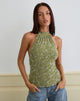 Imagen de Burkie Top Cuello Haltern en Pretty Petal Flock Oliva