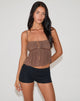 Imagen de Carmina Tie Front Top in Mesh Marrón