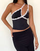 Imagen de Carolina Top de un hombro en negro con encaje rosa