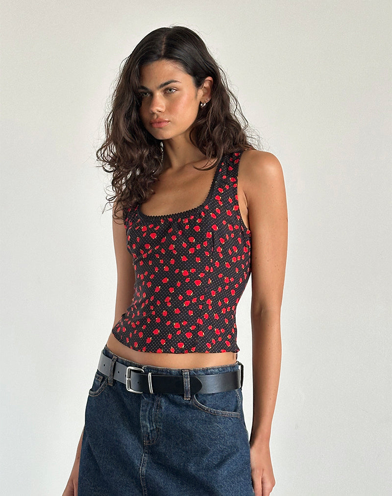 Chaleco Carys Polka Fresa Negro