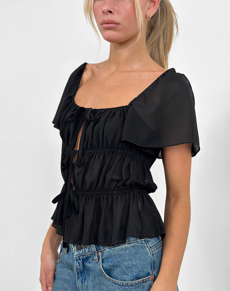 Cintan Tie Front Top Negro