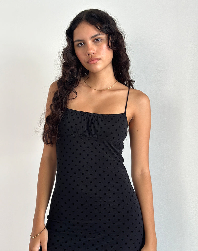 Maxi Vestido Darsih en Basic Polka Negro Flock