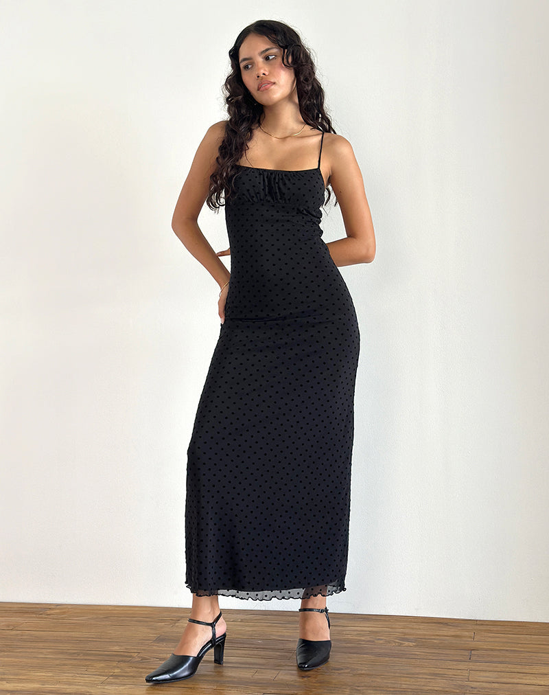 Maxi Vestido Darsih en Basic Polka Negro Flock