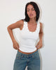 Imagen de la camiseta Dax Eyelet Ribbed Vest Top en blanco