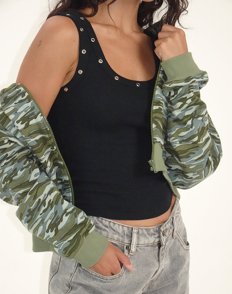 Chaleco de canalé con ojales Dax en negro