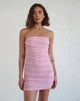 Imagen del minivestido Dema en jacquard de rayas rosa
