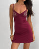Imagen de Dimaya Mini Dress in Burgundy with Floral Embroidery