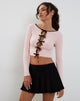 Imagen de Dipha Cardigan en rosa rubor con lazos negros