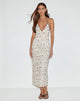 Imagen de Druvish Midi Dress in Line Flower Cream