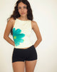 Imagen de Dudley Chaleco Top en Buttermilk con Flor Pintada Azul