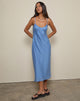 Imagen del vestido Elayna Midi de gasa a rayas azul