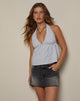 Imagen de Eldana Top sin Mangas en Mini GIngham Azul y Gris