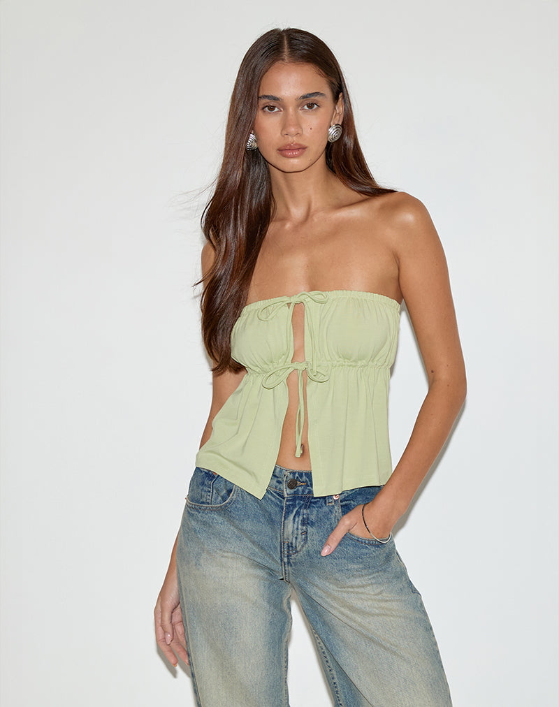 Ender Tie Bandeau Top en rayón pistacho