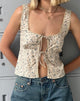 Imagen de Esau Tie Front Cami Top in Blue Floral Ivory