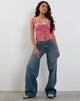 imagen de Esau Tie Front Top en Ditsy Floral Pink