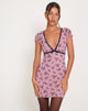 Imagen de Evilia Mini Vestido de Malla en Rosa y Azul Marino Botanist Flocking