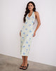 Imagen del vestido Fadwa Midi de rayas florales Crema
