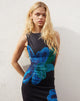 Imagen de Fayola Maxi Vestido Estampado Flor Acuarela Azul
