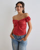 Imagen de Fayra Bardot Corset Top en Dobby Rojo