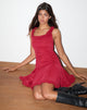 Imagen de Fulvia Mini Vestido con Volantes en Rojo Profundo