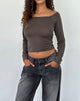 Imagen de Gavya Top Bardot de Manga Larga en Jersey Oliva
