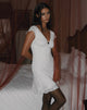 Imagen del minivestido Ginevra Frill Hem en encaje rosa marfil