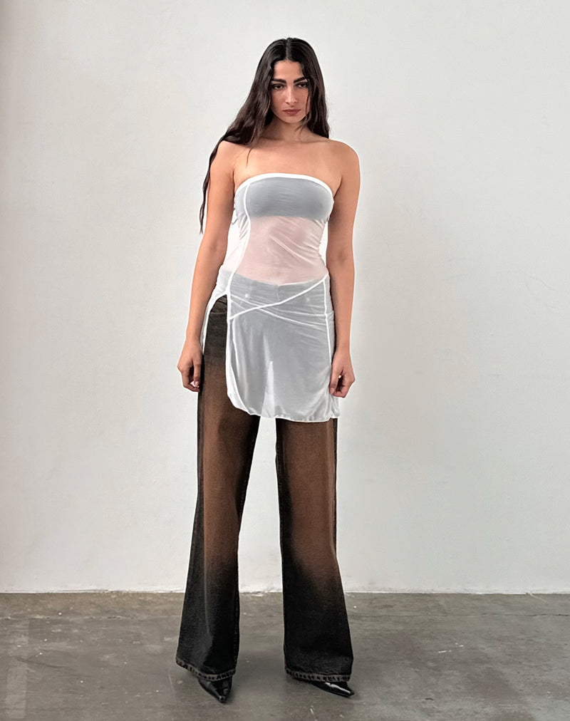 Minivestido Gretchen Bandeau en color crema transparente