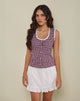 Imagen de Gronita Blusa en Mini Gingham Vino con Encaje Blanco