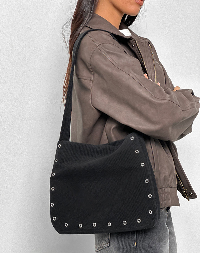Bolso Gundar Eyelet en Babycord Negro