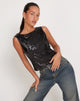 imagen de Hala Crop Vest Top de lentejuelas negras