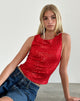Imagen de Hala Chaleco Top en Rojo Drapeado Mini Lentejuelas